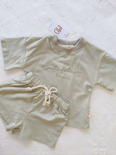 Tee and Shorts, Play Set - Olive