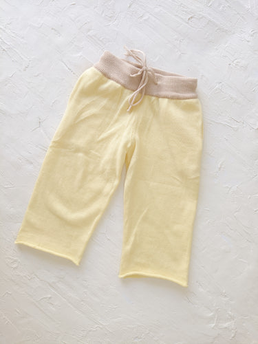 Raw Edge Knit Pants - Lemon