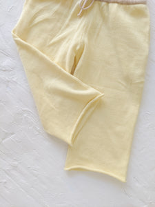 Raw Edge Knit Pants - Lemon
